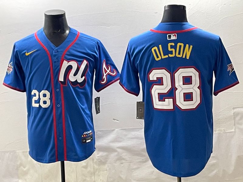 Men 2025 Atlanta Braves #28 Olson Blue All star Nike MLB Jersey style 06->atlanta braves->MLB Jersey